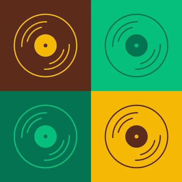 Pop Art Vinyl Disk Icon Isoliert Auf Farbigem Hintergrund Vektor — Stockvektor
