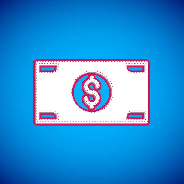 Белые Стопки Бумажные Деньги Денежные Значок Изолированы Синем Фоне Пачки — стоковый вектор