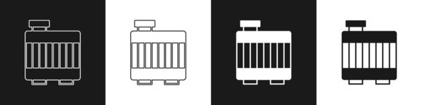 Установите на черно-белом фоне значок системы охлаждения радиатора автомобиля. Вектор.