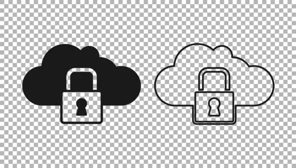 黑云计算锁图标隔离在透明的背景下 保护概念 保障个人资料的安全 — 图库矢量图片