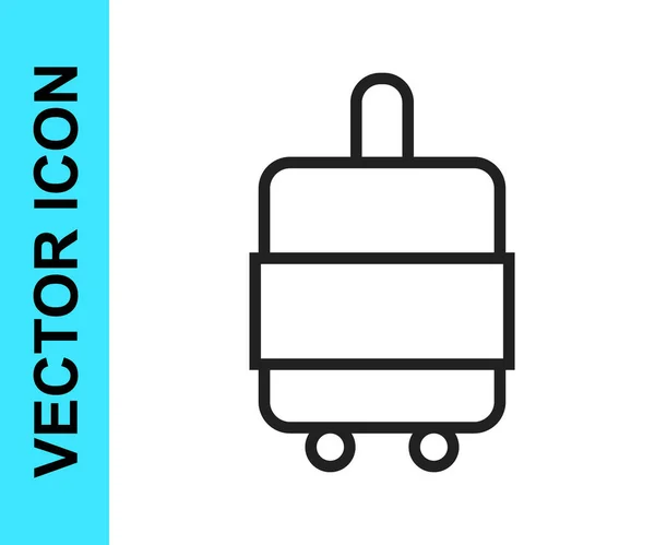 Black Line Suitcase Travel Icon Isoliert Auf Weißem Hintergrund Reisegepäckzeichen — Stockvektor