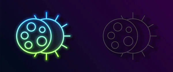 Leuchtende Neon Linie Eclipse Des Sonnensymbols Isoliert Auf Schwarzem Hintergrund — Stockvektor