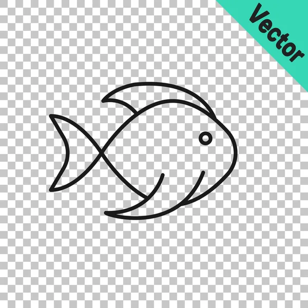 Черная Линия Рыба Значок Изолирован Прозрачном Фоне Вектор — стоковый вектор