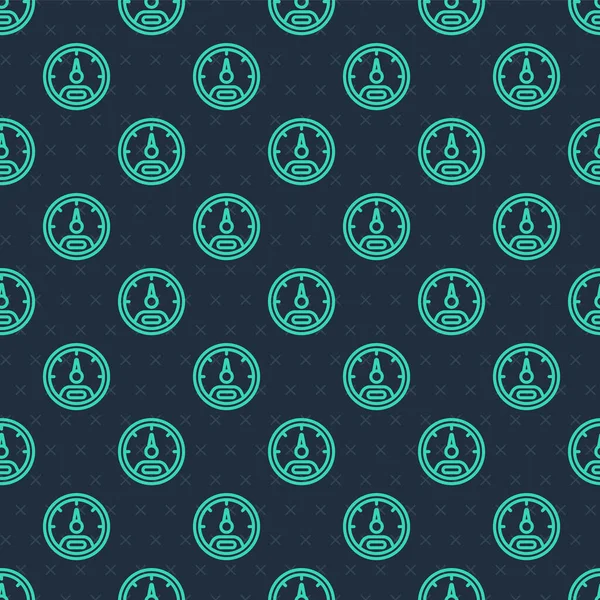 Yeşil çizgi hız göstergesi simgesi mavi arkaplanda izole edilmiş. Vektör.