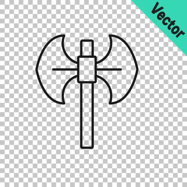 Schwarze Linie Mittelalterliches Beil Symbol Isoliert Auf Transparentem Hintergrund Vektor — Stockvektor