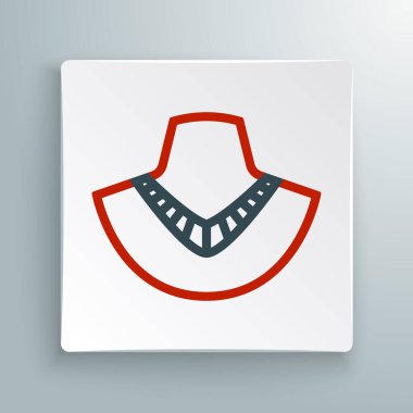 Manken simgesindeki çizgi gerdanlığı beyaz arkaplanda izole edildi. Renkli taslak konsepti. Vektör