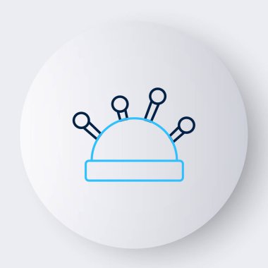 Beyaz arka planda iğne ve iğne ikonu izole edildi. El yapımı ve dikiş teması. Renkli taslak konsepti. Vektör