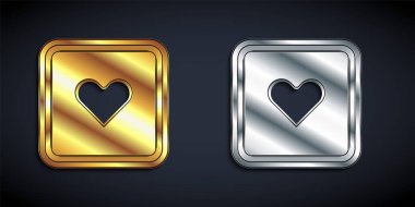Gold and silver Like heart icon isolated on black background. Counter Notification Icon. Follower Insta. Long shadow style. Vector