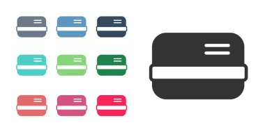 Siyah kredi kartı simgesi beyaz arkaplanda izole edildi. Çevrimiçi ödeme. Nakit çekilmesi. Finansal operasyonlar. Alışveriş tabelası. Simgeleri renklendirin. Vektör