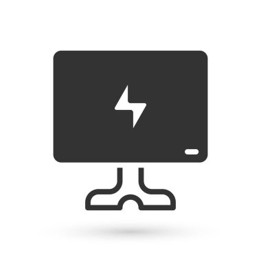 Gri Akıllı TV simgesi beyaz arkaplanda izole edildi. Televizyon tabelası. Vektör