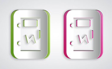 Kağıt kesiği Elektrik paneli simgesi gri arkaplanda izole edildi. Kağıt sanatı tarzı. Vektör