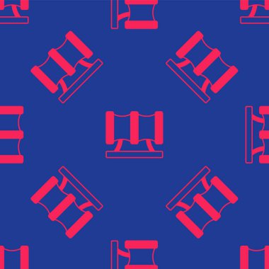 Red Kid playground slide pipe icon isolated seamless pattern on blue background.  Vector