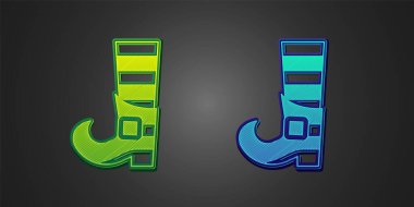 Siyah arkaplanda yeşil ve mavi leprikon çizme simgesi var. Aziz Patrick gününüz kutlu olsun. Ulusal İrlanda bayramı. Vektör