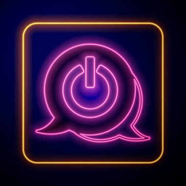 Parlayan neon güç simgesi siyah arkaplanda izole edildi. Başlat işareti. Vektör