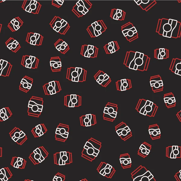 Çizgi Soda simgesi siyah arkaplanda izole edilmiş pürüzsüz desen oluşturabilir. Vektör