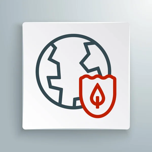 Line Earth Shield Icon Isolated White Background Insurance Concept Security — 图库矢量图片