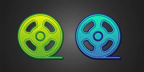 Green Blue Film Reel Icon Isolated Black Background Vector — Stock vektor