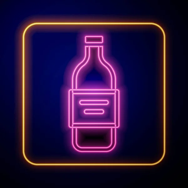 Leuchtende Neon Glasflasche Mit Wodka Symbol Isoliert Auf Schwarzem Hintergrund — Stockvektor