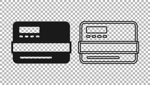 Черный Значок Кредитной Карты Изолирован Прозрачном Фоне Оплата Онлайн Снятие — стоковый вектор