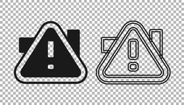 Schwarzes Ausrufezeichen Dreieck Symbol Isoliert Auf Transparentem Hintergrund Warnschild Vorsicht — Stockvektor