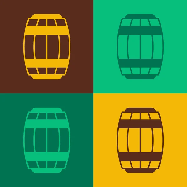 Pop Art Wooden Barrel Icon Isolated Color Background Alcohol Barrel — Stock Vector