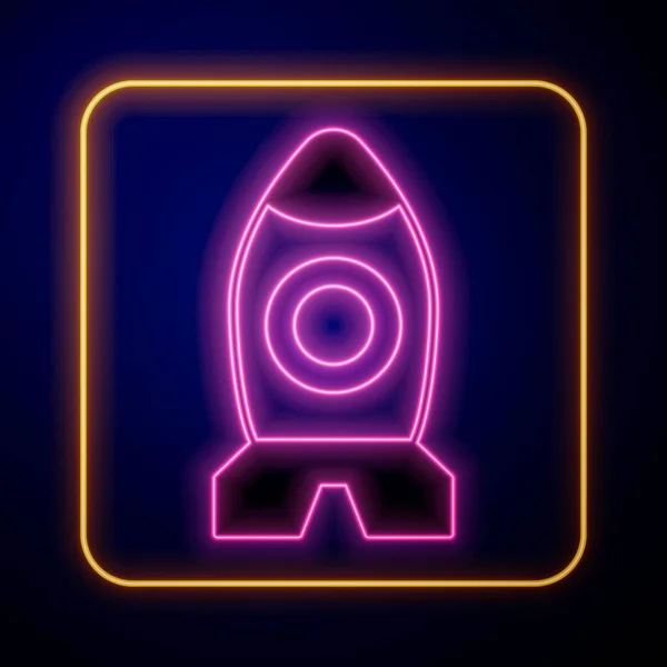 Glowing Neon Rocket Ship Toy Icon Isolated Black Background Space — Stock Vector