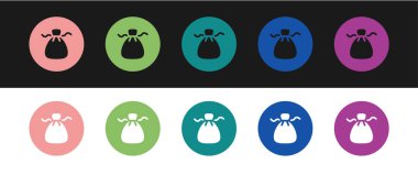 Set Wonton icon isolated on black and white background. Chinese food.  Vector