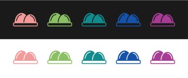 Suşi simgesini siyah beyaz arkaplanda izole et. Geleneksel Japon yemekleri. Vektör