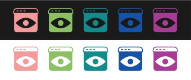 Set Personal information collection icon isolated on black and white background. Collection of personal data.  Vector