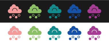 Set Hail cloud icon isolated on black and white background.  Vector
