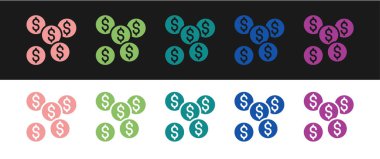 Dolar simgesi simgesini siyah ve beyaz arkaplanda izole et. Nakit ve para, servet, ödeme sembolü. Kumarhane kumarı. Vektör