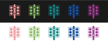 Set Racing traffic light icon isolated on black and white background.  Vector