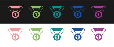 Madalya simgesini siyah beyaz arkaplanda izole et. Kazanan sembol. Vektör