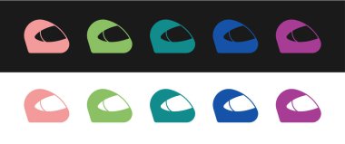 Yarış miğferi simgesini siyah beyaz arkaplanda izole et. Olağanüstü bir spor. Spor malzemeleri. Vektör