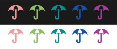 Şemsiye simgesini siyah beyaz arkaplanda izole et. Sigorta konsepti. Su geçirmez ikon. Koruma, güvenlik, güvenlik kavramı. Vektör