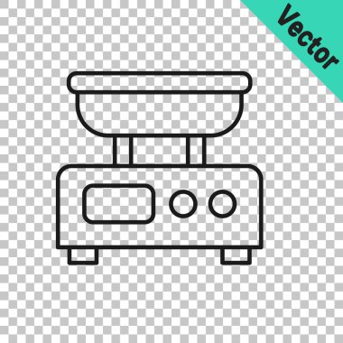 Siyah çizgi Elektronik ölçek simgesi şeffaf arkaplanda izole edildi. Ağırlık ölçüm aletleri. Vektör