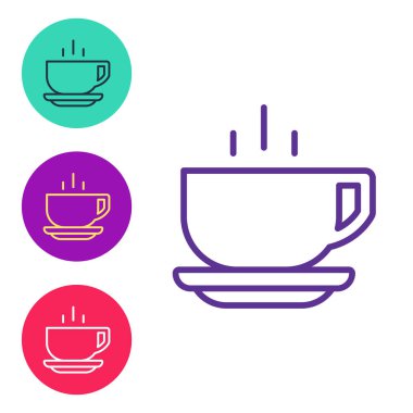 Kahve fincanı simgesini beyaz arkaplanda izole et. Çay fincanı. Sıcak içecek kahvesi. Simgeleri renklendirin. Vektör