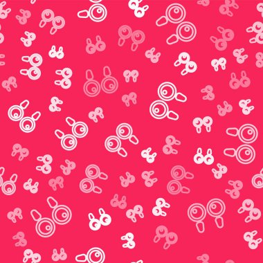 Beyaz çizgili küpe simgesi kırmızı arka planda izole edilmiş. Mücevher aksesuarları. Vektör