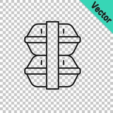 Şeffaf arkaplanda siyah çizgi beslenme kutusu simgesi izole edildi. Vektör