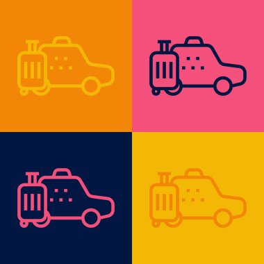 Pop Art Line Taksi ikonu renk arkaplanında izole edildi. Vektör