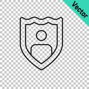 Siyah çizgi Hayat Sigortası ve silikon şeffaf arka planda izole edilmiş. Güvenlik, güvenlik, koruma, konsept koruma. Vektör