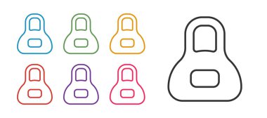 Çizgi Ağırlık simgesini beyaz arkaplanda izole et. Kilogram ağırlık kaldırmak ve ölçmek için ağırlık bloğu. Kütle sembolü. Simgeleri renklendirin. Vektör