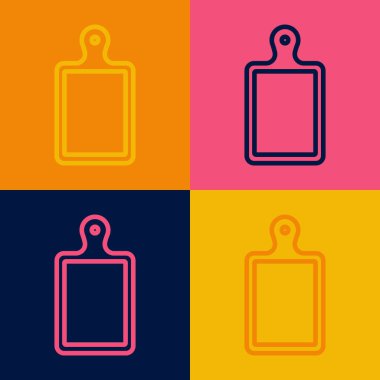 Pop Art Line kesme tahtası simgesi renk arkaplanında izole edildi. Kesme tahtası sembolü. Vektör