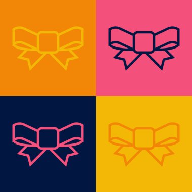 Pop Art Line hediye yay simgesi renk arkaplanında izole edildi. Vektör