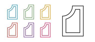 Çizgi dikiş şablonu simgesini beyaz arkaplanda izole et. Dikiş için işaretler. Simgeleri renklendirin. Vektör