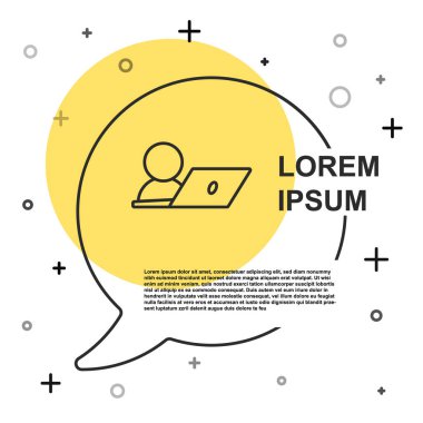 Siyah hat görüntülü sohbet konferansı simgesi beyaz arkaplanda izole edildi. Çevrimiçi iş görüşmesi formu. Uzak proje yönetimi. Rastgele dinamik şekiller. Vektör