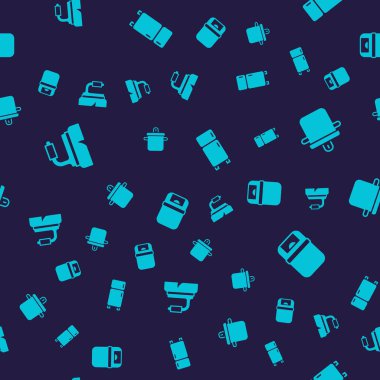 Set Brush for cleaning, Cooking pot, Refrigerator and Trash can on seamless pattern. Vector