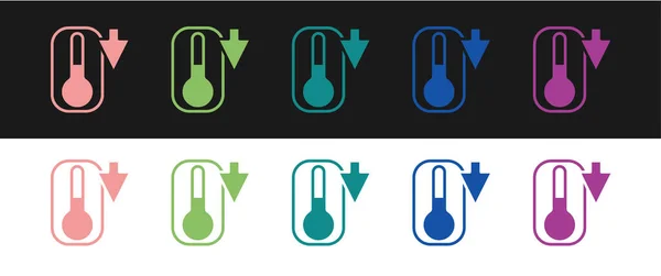 Set Termómetro Meteorología Que Mide Icono Calor Frío Aislado Sobre — Vector de stock