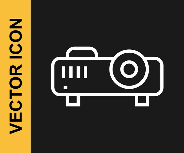 White Line Presentation Movie Film Media Projector Icon Isolated Black — Stock Vector