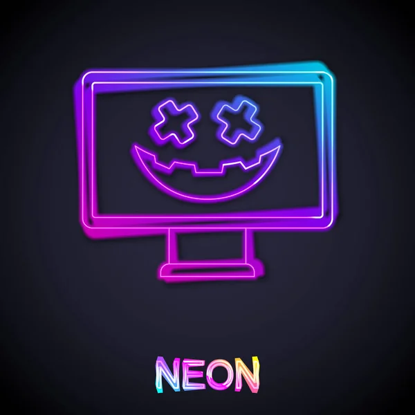 Gloeiende Neon Lijn Happy Halloween Vakantie Icoon Geïsoleerd Zwarte Achtergrond — Stockvector